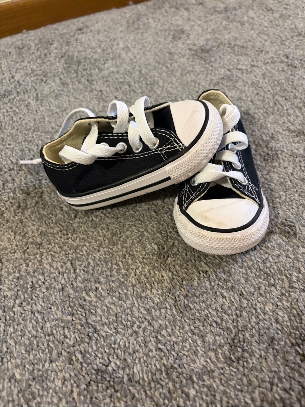 Converse Kids Black and White Low-Top Canvas Sneakers